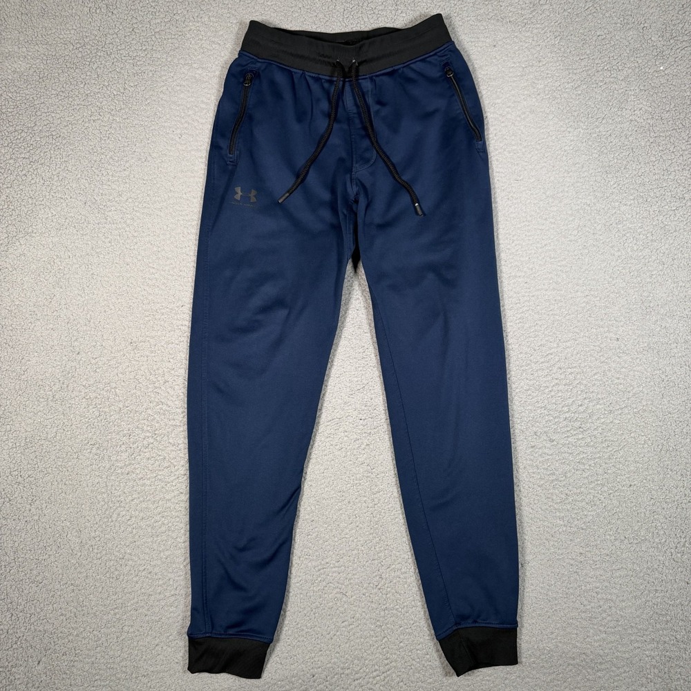 Under Armour Pants Mens Small Blue Jogger Elastic Waist Drawstring Pockets Logo